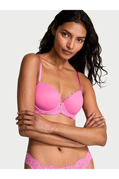 Victoria's Secret Smooth Lace Light Padding Support Classic Gathering Demi Bra