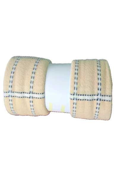 Kotonia Home fleece blanket - Geometric decor, double-sided, 130x180 cm, coco...