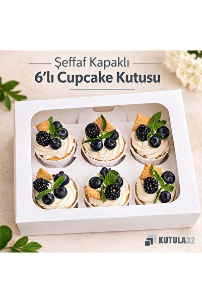 kutula 32 6'lı cupcake kutusu (10adet)