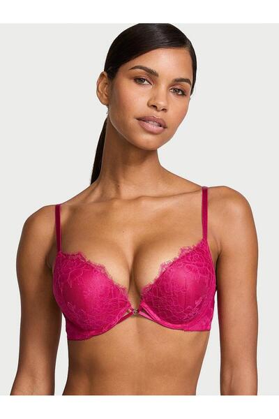 Victoria's Secret Bombshell Rose Lace Push-Up Bra That Makes You Look Two Siz...