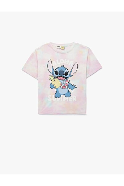 Koton تي شيرت ستيتش مطبوع الوردي المرخص للفتيات 6SKG10102AK