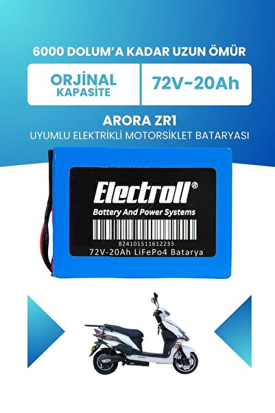 ELECTROLL Arora ZR1 Uyumlu Batarya (Standart Kapasite) LiFePO4 72V 20Ah Elekt...