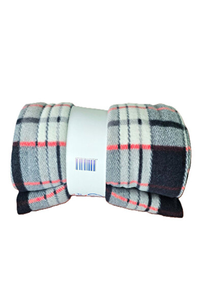 Kotonia Home fleece blanket - Geometric decor, double-sided, 130x180 cm, blac...