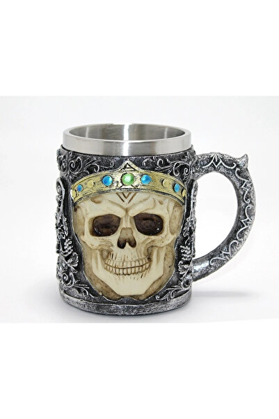 Epilons King of skulls crowned 3d embossed steel mug alk4381