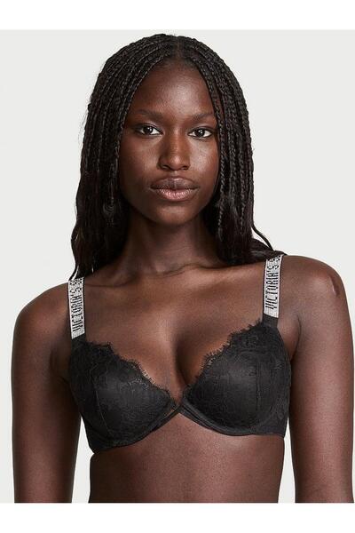 Victoria's Secret Sparkling Strap Lace Lightly Padded Supportive Low-Cut Demi...