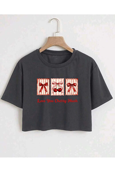 SUNFREE Cherry Printed Women's Oversized Cropped T-Shirt