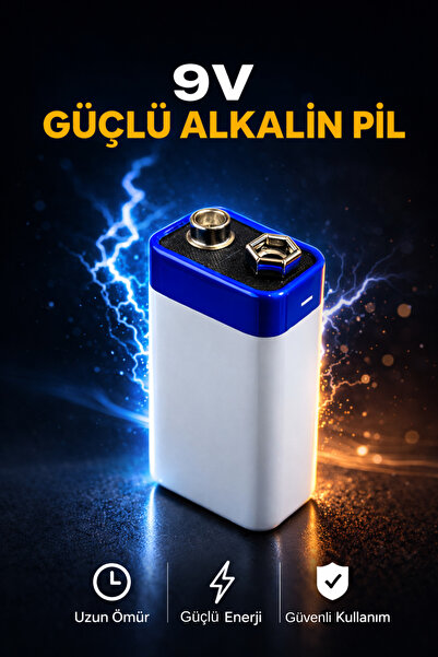 Montbell Aplikler İçin 9V Alkalin Pil Çinko Karbon 9 Volt Güçlü Enerji Elektr...