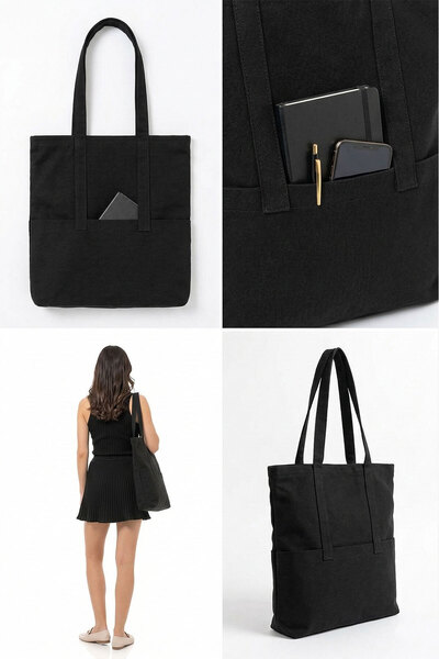 Salvia Dione Estetik Kanvas Tote Bag - Büyük Boy Koton Bez Çanta - Minimalist Günlük Omuz Çantası