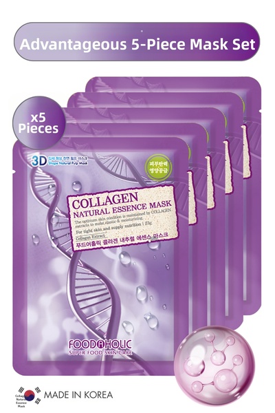 FOODAHOLIC Face Mask 3D Moisturizing Korean Mask Set Collagen Organic Premium...