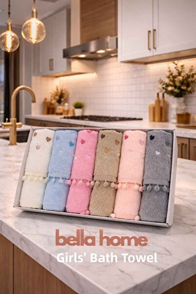Bella Home مجموعة مناشف بوم بوم للأم والابنة مكونة من 12 قطعة |   100% قطن | ...