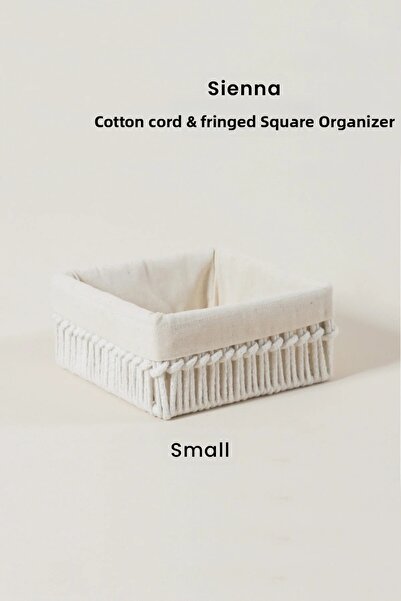 Marrien Sienna Handmade Organizer Natural Cotton Ropes a Lined Metal Basket 1...