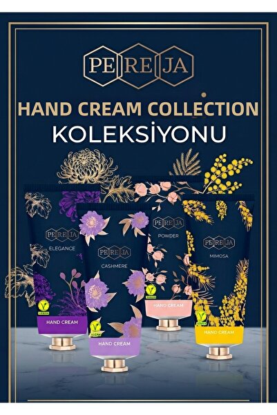 Pereja Vegan Hand Cream Cashmere Elegance Powder Mimosa Scented 4Pcs X 60 ml
