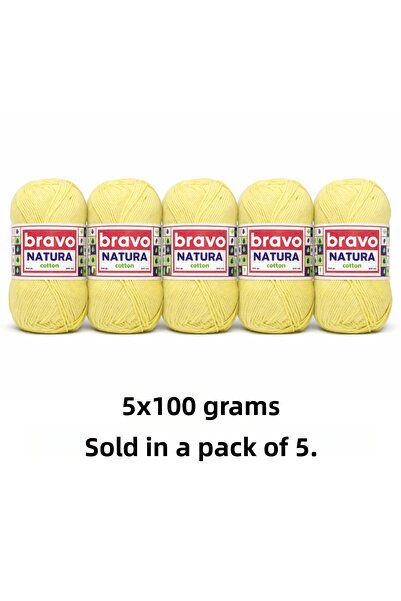 Bravo Natura Cotton Ανοιχτό Κίτρινο 706 Βαμβάκι Νήματα 100gr 200mt Νήμα Πλεξί...