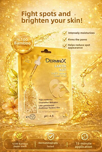 Derminix قناع تقشير بحمض اللاكتيك 1 قطعة - مصحح للعيوب وموحد لون البشرة، ومضي...