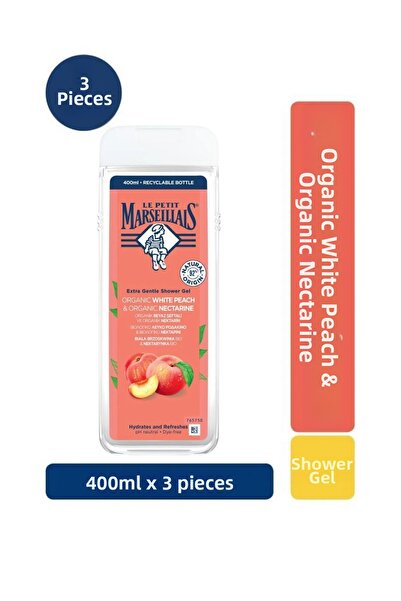 Le Petit Marseillais جل الاستحمام بالخوخ الأبيض والنكتارين 400 مل × 3