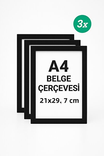 Sadrazam 3 черни рамки за документи A4 с истинско стъкло – 21x29,7 cm, за мон...