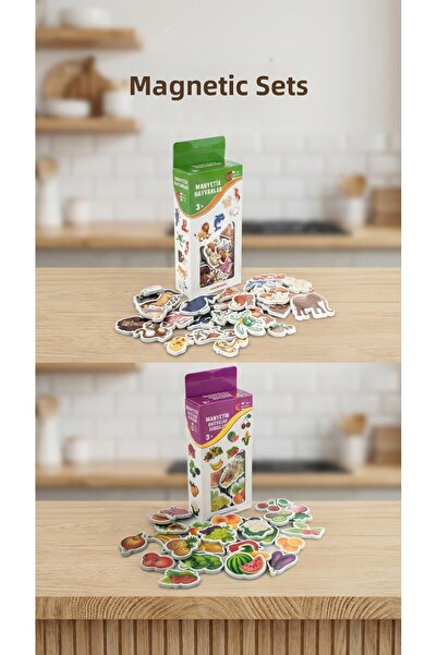 COjans مجموعة ألعاب تعليمية مغناطيسية تحتوي على 30 قطعة حيوانية و26 مغناطيس ل...