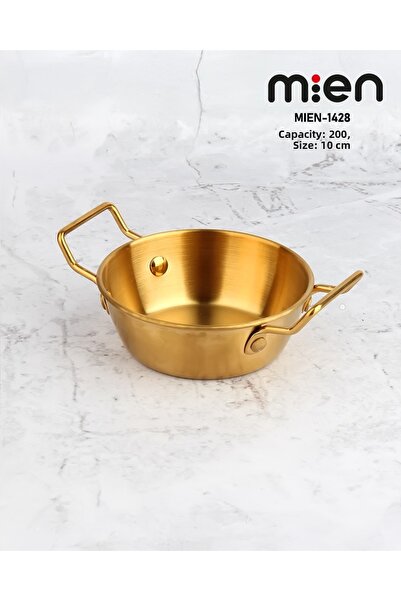 MİEN طبق صغير بمقبض معدني 1 قطعة (10 سم) ذهبي لتقديم الإفطار وتقديم الصلصات