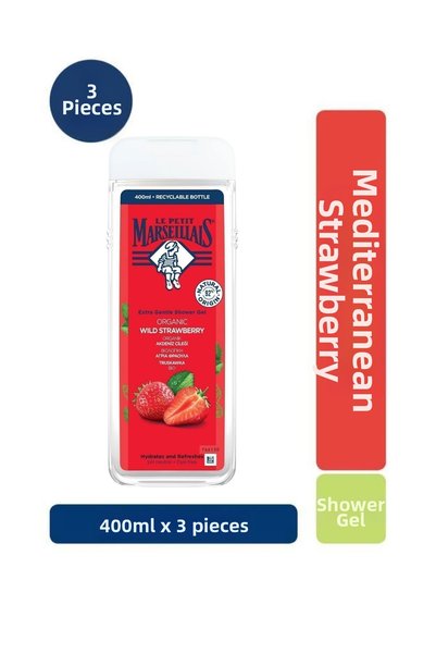 Le Petit Marseillais Shower Gel Mediterranean Strawberry 400ml X3
