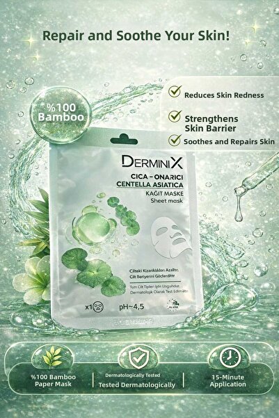 Derminix قناع سيكا الورقي للإصلاح 1 قطعة - سنتيلا أسياتيكا، عناية مهدئة