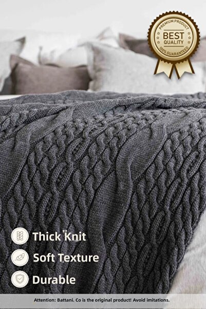 Battani.Co Home Thick Knitted Blanket Sofa & Bed Top Decorative Blanket 130cm...