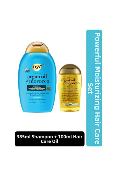 OGX شامبو زيت الأرغان المغربي لإصلاح الشعر خالٍ من الكبريتات 385 مل + زيت مجد...