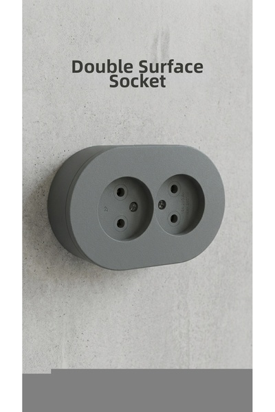 Generic Brand Anthracite Double Surface-Mounted Grounded Socket - Modern and ...