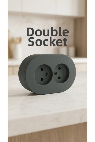 My Reality Fashion Anthracite Color Surface Mounted Double Grounded Socket Mo...