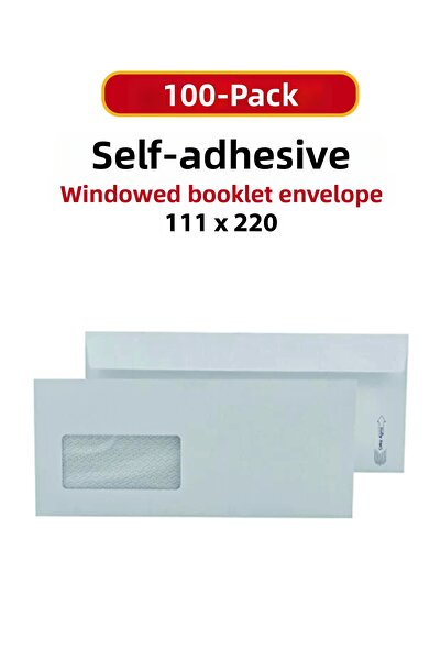 Oyal Buklet White Envelope 100 Pieces 110Gr Windowed Bill Envelope Money Enve...