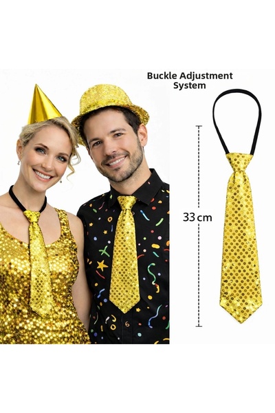 lowell home Gold Color Sequined Sparkling Party Tie 33 cm