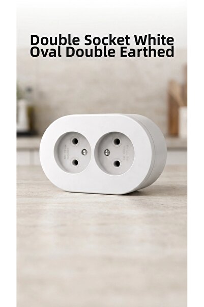 Eco Lounge White Double Grounded Surface-Mounted Wall Socket - Decorative Ele...