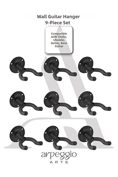 arpeggio ARTE 9 Pieces of Wall-Mounted Guitar Hangers – Instrument Wall Mount...