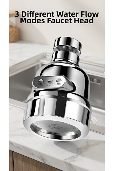 lowell home 3-Function Chrome Water-Saving Swivel Faucet Spout Kitchen Bathro...