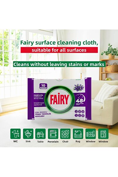 Fairy 10-Pack Surface Cleaning Towels - Lavender Oil
