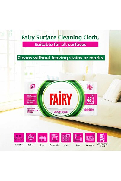 Fairy 100-Pack of Surface Cleaning Towels - Lily Flower