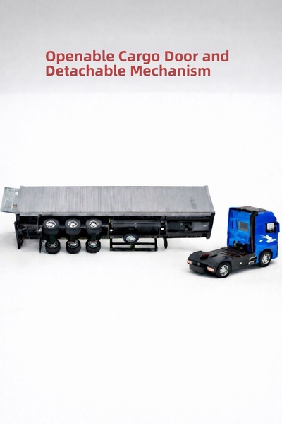 ZİVENTA Pull and Drop Truck 32cm Detachable Dorseli Container Truck Openable Luggage/Door Diecast Metal Toy