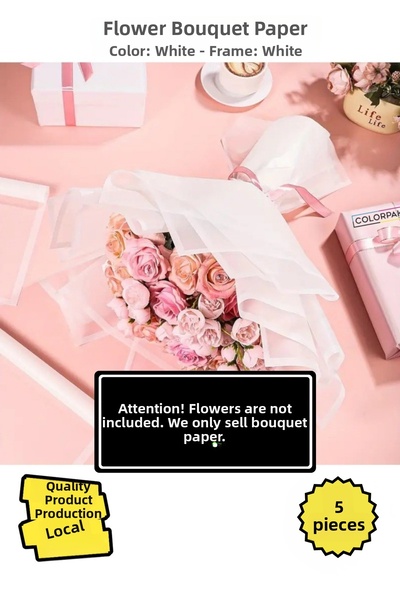 COLORPAK ورق جيلاتين لتغليف باقات الزهور (خلفية بيضاء شفافة وحواف بيضاء) مات ...