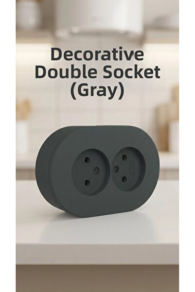 Eco Lounge Anthracite Double Surface-Mounted Grounded Socket – Modern Electri...