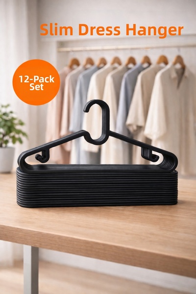 ESTİ 12 Pieces - Black Dress, Scarf, Shirt, T-Shirt Hanger Unbreakable Hanger