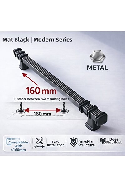 ABERTİCARET Clasa I METAL SQUARE NEGRU 160 MM (16 CM) BUCĂTĂRIE, VESTI, DULAP...