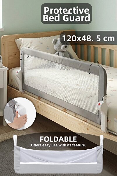 Meleni Baby حاجز أمان للأطفال قابل للطي مقاس 120 × 48 سم - حاجز سرير واقي ضد ...