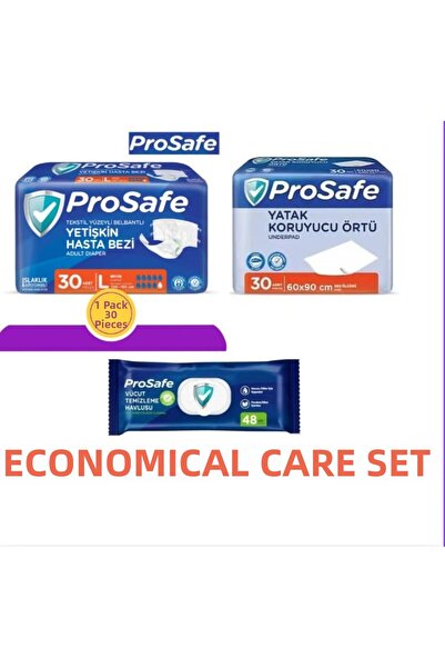 PROSAFE مجموعة العناية بالمرضى مقاس L: 30 قطعة من حفاضات المرضى + 30 قطعة من ...
