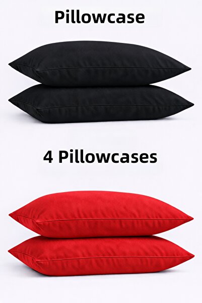 SADEN HOME Cotton Pillow Cases Black-Red 50X70 cm