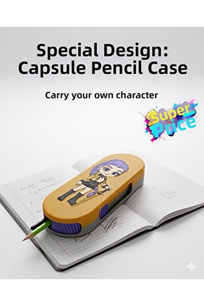OEMPLUS Sliding Lid Design Pen Holder - Colorful Kpop Demon Hunters Rumi Patt...