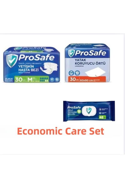 PROSAFE مجموعة العناية بالمرضى مقاس M: 30 قطعة من حفاضات المرضى + 30 قطعة من ...