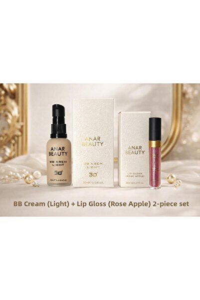 Anar Beauty Bb Cream-30Ml (Light) + Lip Gloss - Shine Lip Oil Gloss (Roseappl...