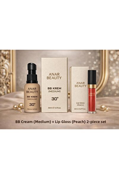 Anar Beauty Bb Cream-30Ml (Medium) + Lip Gloss - Shine Lip Oil Gloss (Peach) Set