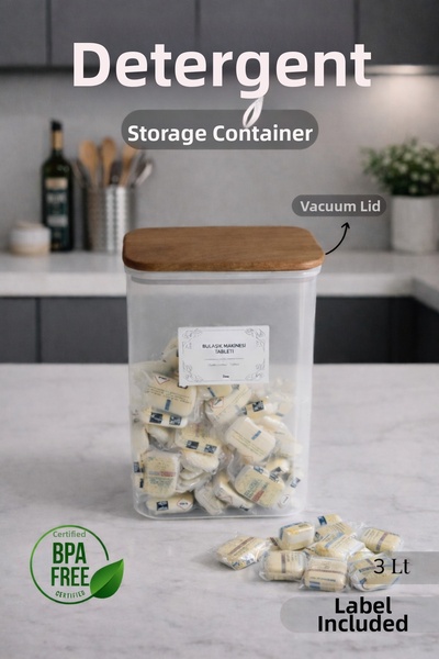 naturelove Natural Wooden Vacuum Lid 3 Liter Tablet Storage Box Beige Color