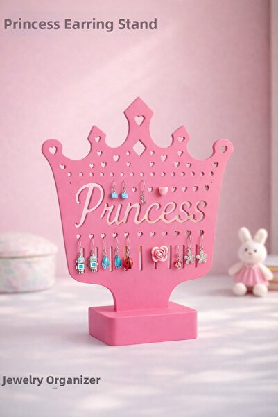 Frostblack Princess Crown Earring Organizer Stand – Children's Room Jewelry O...