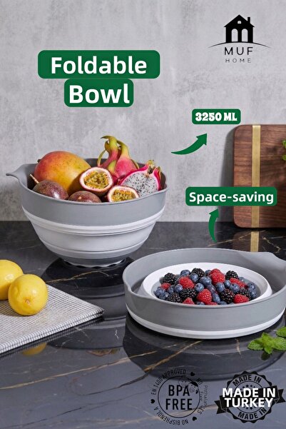 MUF HOME وعاء خلاط قابل للطي، وعاء خلاط متعدد الأغراض، أكورديون، لا يشغل مساحة